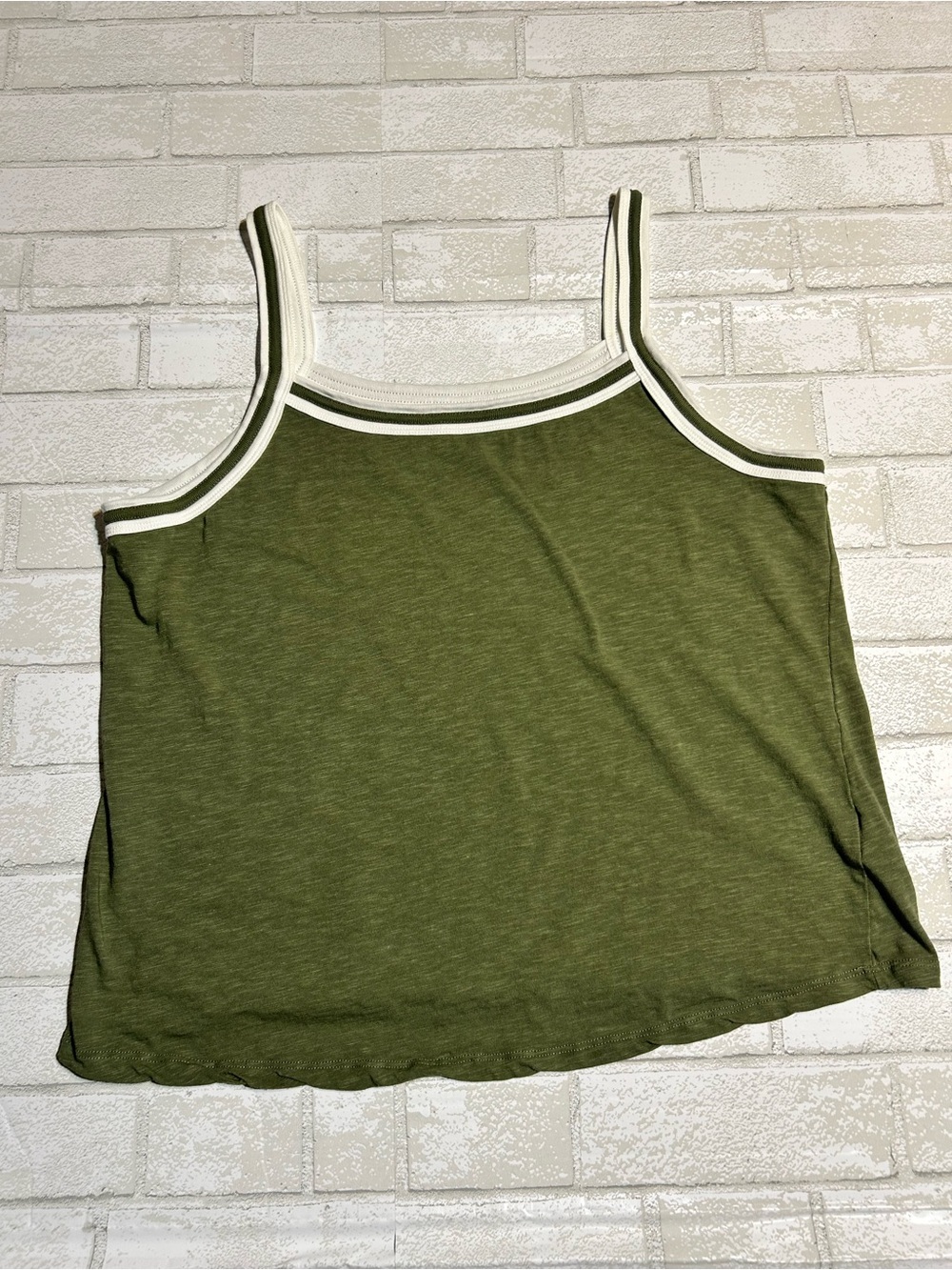 torrid Olive Green Tank with White Contrast Trim cotton blend